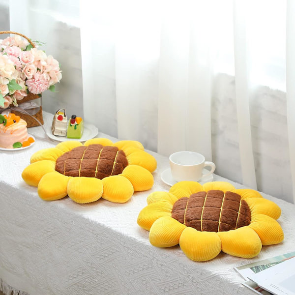 2 stycken 15 tum 3D blomma golv kudde sittkudde matta gul