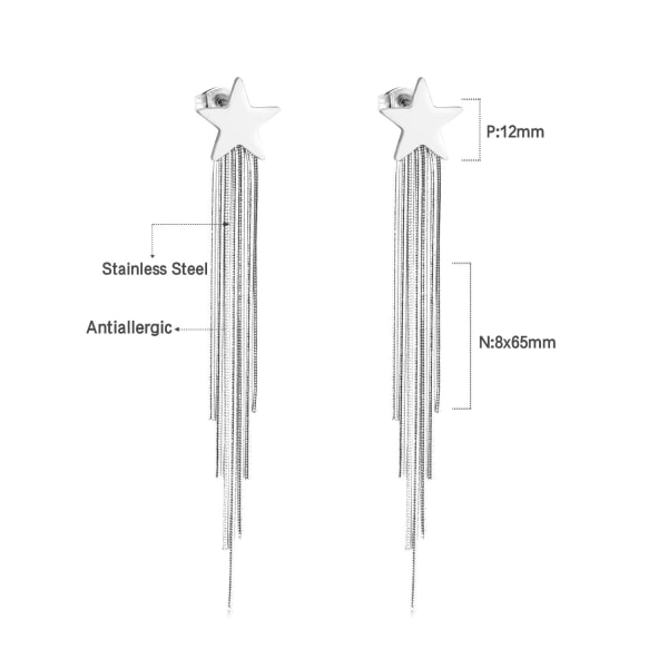 /#/Geometriske Diamant Øreringe Stjerne Øreringe Kæde Lang Stainles/#/