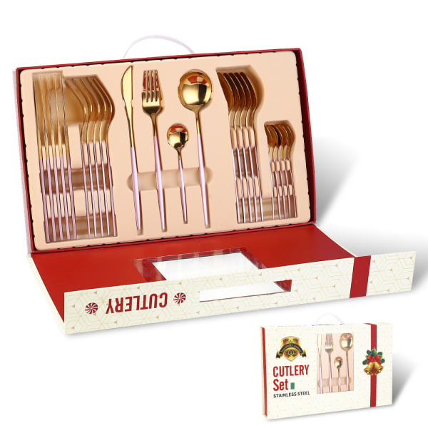 #Cutlery set mirror polished stainless steel 24 pieces gift set#