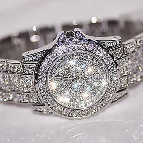 Luksus Dameur Iced Out Ur med Quartz Urværk Krystal R