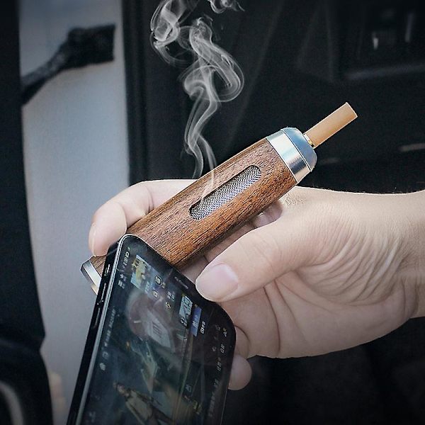 Valnötsask Askkopp Cigaretthållare Fallfri