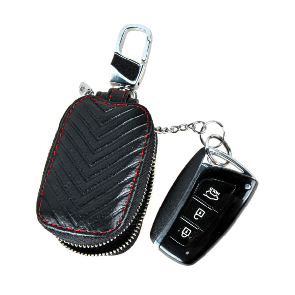 One piece (black, about 8.5cm×5.2cm) Genuine Leather Car key Cha