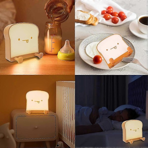 LED Toast Brød Natlampe med Genopladelig og Timer Bærbar Soveværelse Sengelampe