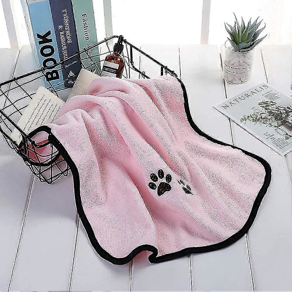 50 X 90 Cm Absorberende Blødt Og Behageligt Mikrofiber Hunde- Og Kattebadehåndklæde - Pink