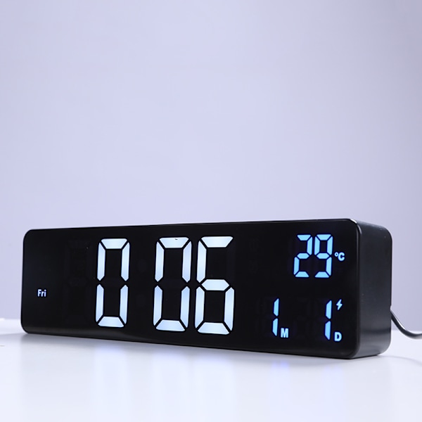 Svart Digital Väckarklocka, Väggklocka Morgonväckarklocka LED Di