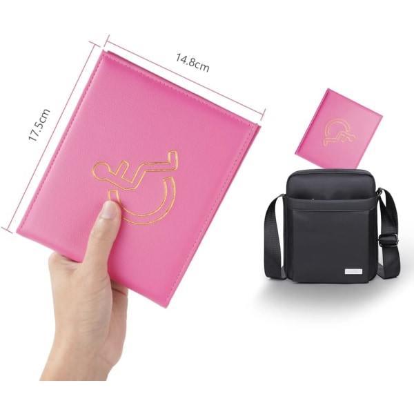 Rose Red-handikappad ID-korthållare och timer, Pu Leather ID-kort H