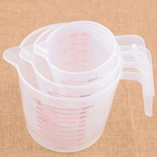 Mittakannu Muovinen Mittakuppi Asteikolla Kahva Läpinäkyvät Mittakupit Pinottava Säiliö Nesteille Kuiville Aineille (250ml) 1kpl
