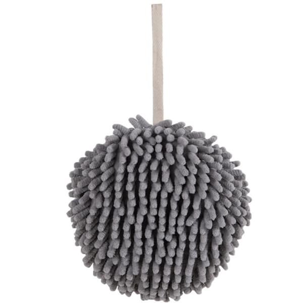 #Fuzzy Ball Handduk (2-pack) Vit och Grå Torka Dina Händer Omedelbart#