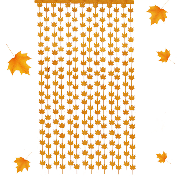 #Oranssit Vaahteranlehti Metalliset Verhot - 1m*2m, Kiiltävät Ripset, Foliot#
