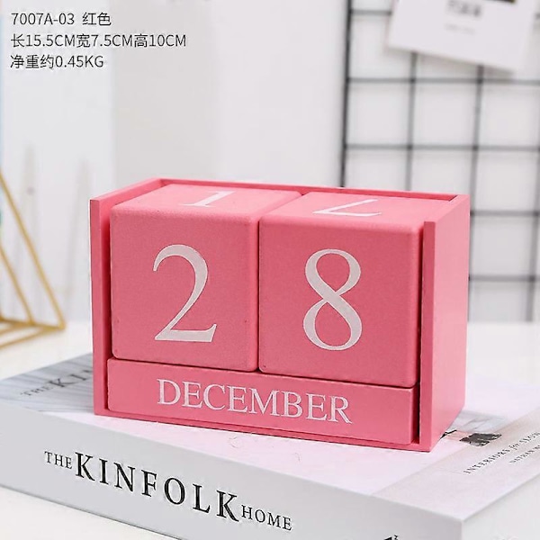 Vintage Trækalender, Chic Blokke Skrivebord Evighedskalender