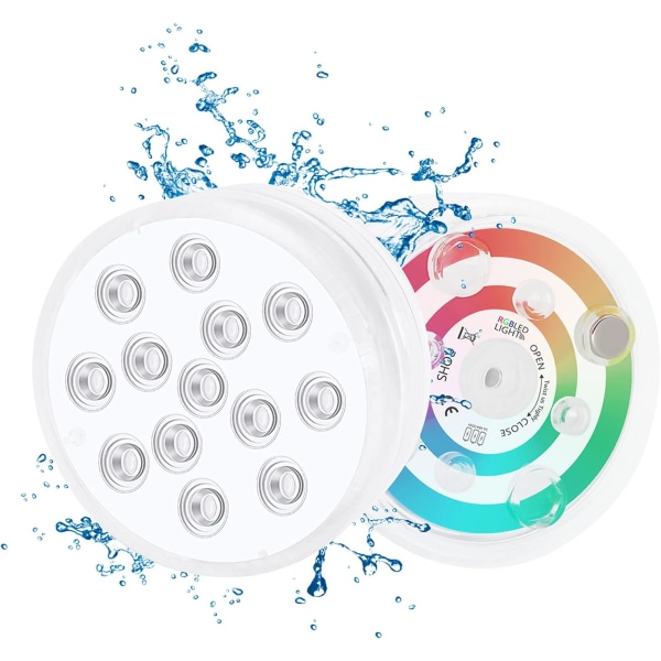 Dränkbar LED-lampa, (2 st trådlös) IP68 Flerfärgad simning
