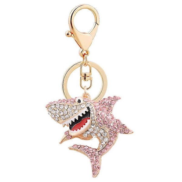 Hai Nøkkelring Søt Skinnende Rhinestone Nøkkelringtilbehør med Klips for Jenter Gutter Kvinner