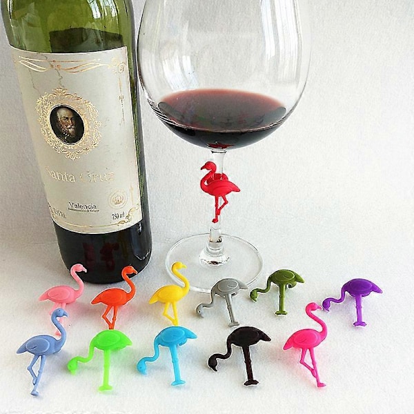 Vinglasmarkörer Berlocker 12 st Flamingo Vinglasmarkörer Flamingo Partydekorationer Djur Goblet Markering Silikon Vinglas Markering Etikett