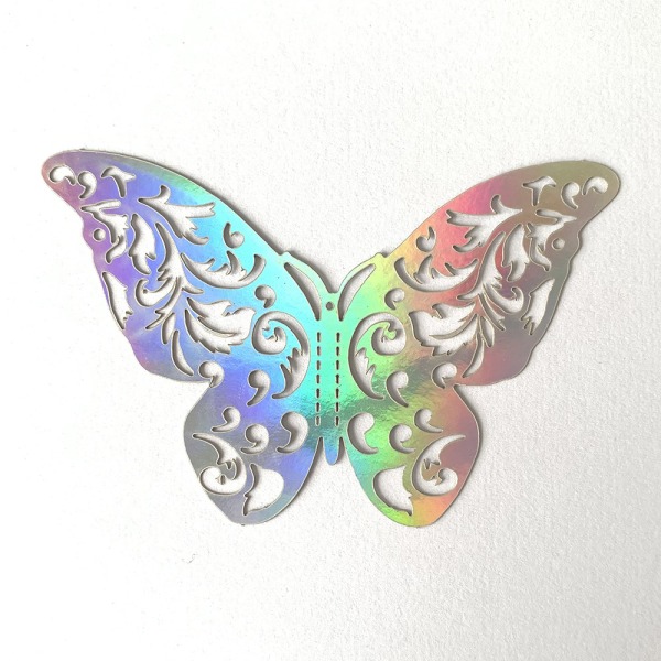 C-60 Pcs 3D Silver Butterfly Wall Stickers , Holographic Silver