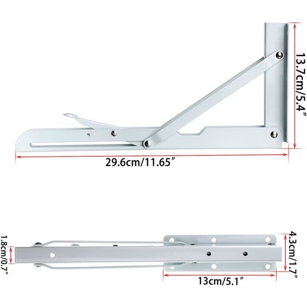 *Sæt med 2 væghyldebeslag - Hvid - Metal - Trekantet - Folda*