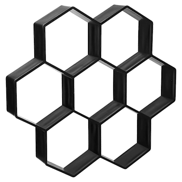 Hexagon Murstensform Plast Cement Gulvfliseform DIY Gulvform til Havegang Belægning (Sort)