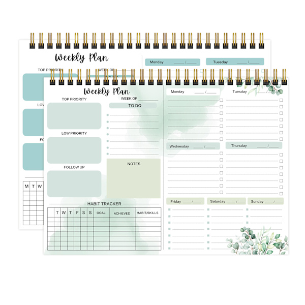 2 stk. Ugentlig To-Do Liste Planner 2023-2024 (Udateret) Organizer Kalender