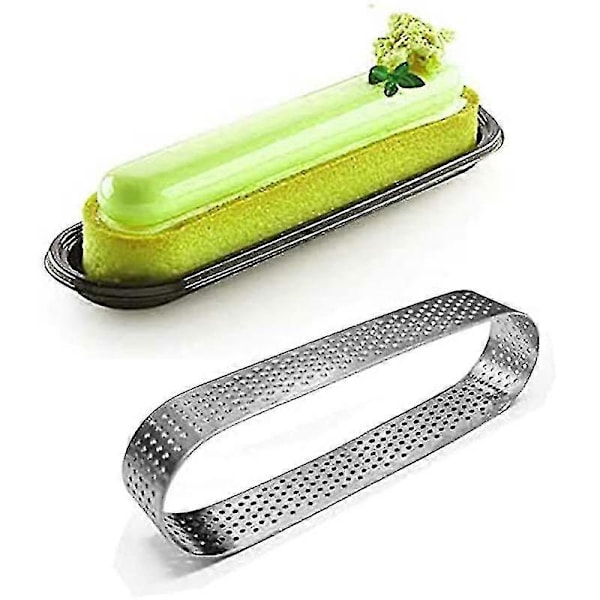 12 st Oval Tartformar Franska Dessert Mousse Fruktpaj Tart Ring Quiche Kaksform, Rostfritt Stål