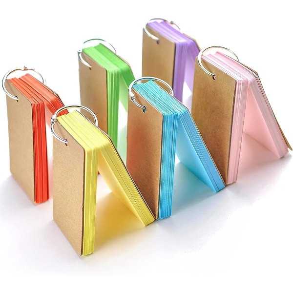 #Flash Cards, 6-pack 300 Revisionskort Indexkort Miniblock Blank Flashcards Studiekort på Ring#