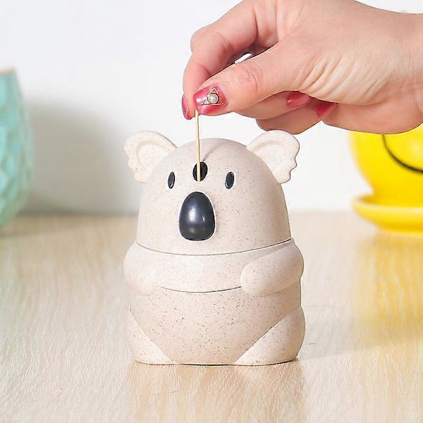 Tecknad tandpetarburk, automatisk tryck tandpetarlåda, koala tandpetarhållare