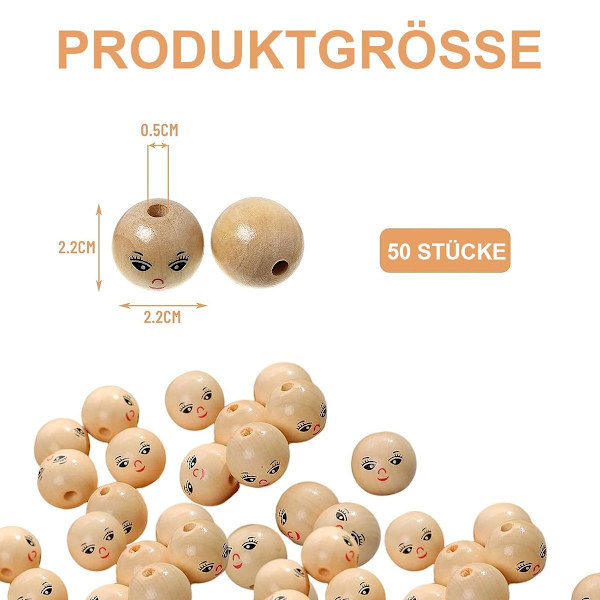 #Koriste-esine 60 kpl Hymyilevät Puupallot Luonnonpuuta #
