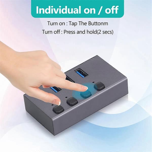 USB3.0 Splitter 4-port lade Multi-Interface HUB med bryter