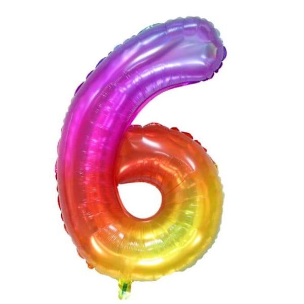 Värikkäät 6. syntymäpäiväballongit - Suuri pallonumero 6 Numero 6