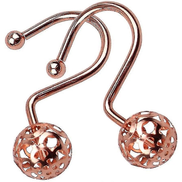 12 st Ihåliga Kulor Duschdraperikrokar - Roséguld