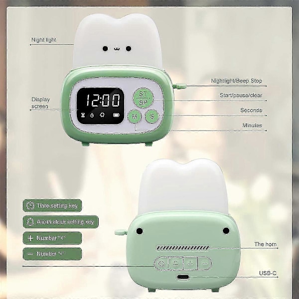 Timer Clock Toaster Lamp, söt Nattlampa Med Tidshanteringsverktyg Och Bordsklocka Alarm Digital T