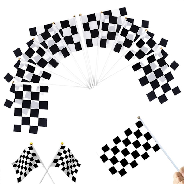 25 Styk Ternet Flag, Ternet Racerflag, Mini Sort og Hvidt Plaid Flag til Festdekorationer, 14 * 21cm