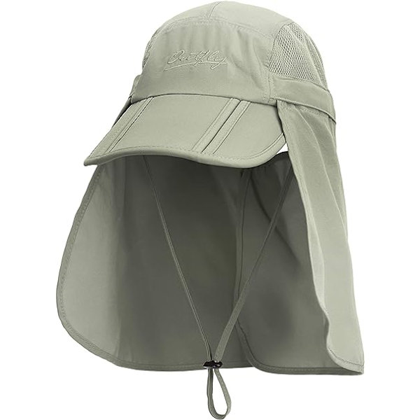 Militärgrön Unisex Safarikeps med Extra Långt Nackskydd