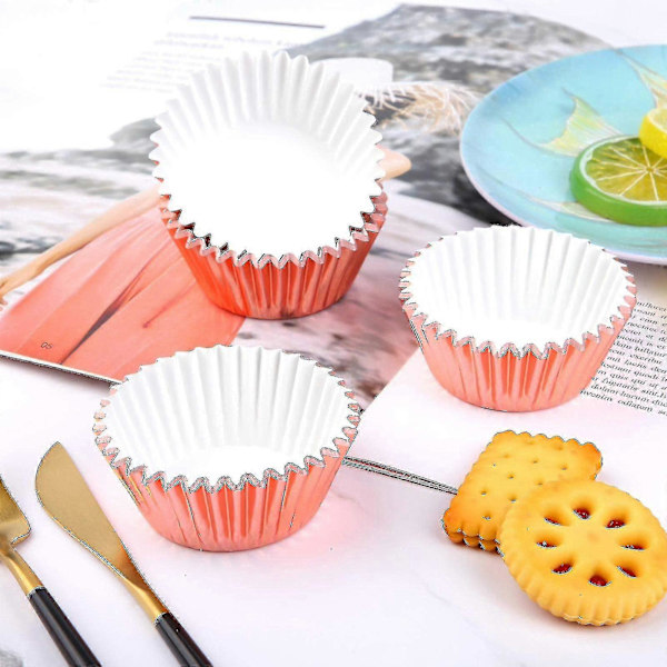 Cupcakeforme, Muffinsforme, Bageforme til Bryllupper, Fødselsdage, Babyshower, 5*3cm, Rosenguld, 100 stk