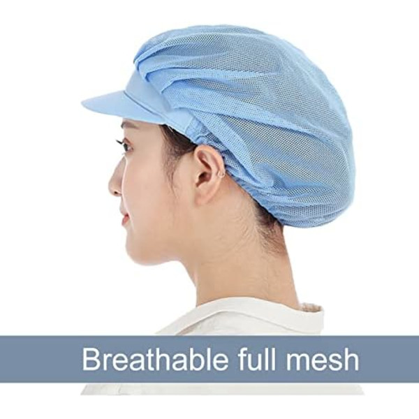 3 Pak Mesh Kokkehatte - Blå, Unisex Køkkenhatte med Mesh, Arbejde