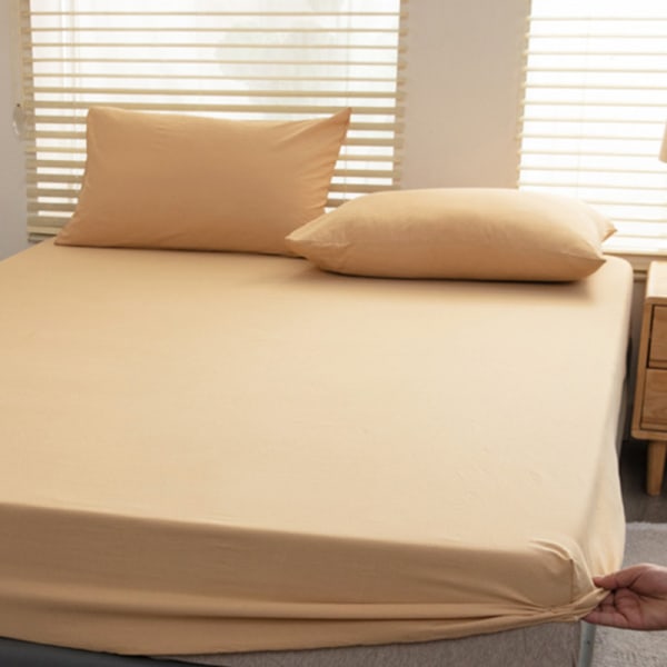 #Tvättad bomulls khaki spänd lakan 180*200cm, 2 st örngott#