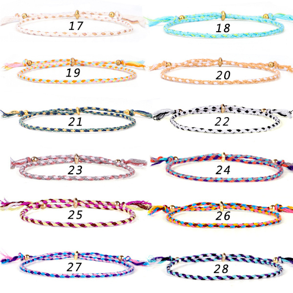 Flätat armband, färgglada handgjorda snöre armband, justerbar