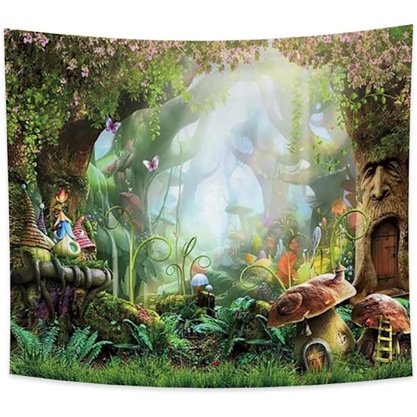 150x130cm Svamp-skog Gobeläng Elfstuga Psykedelisk F