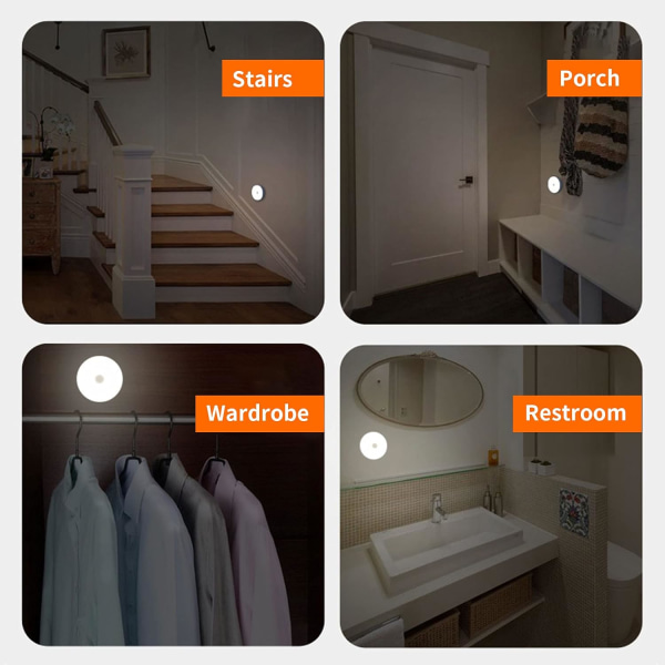 *3 LED Nattlampa USB Uppladdningsbar LED Rörelsesensor Lampa Automat*
