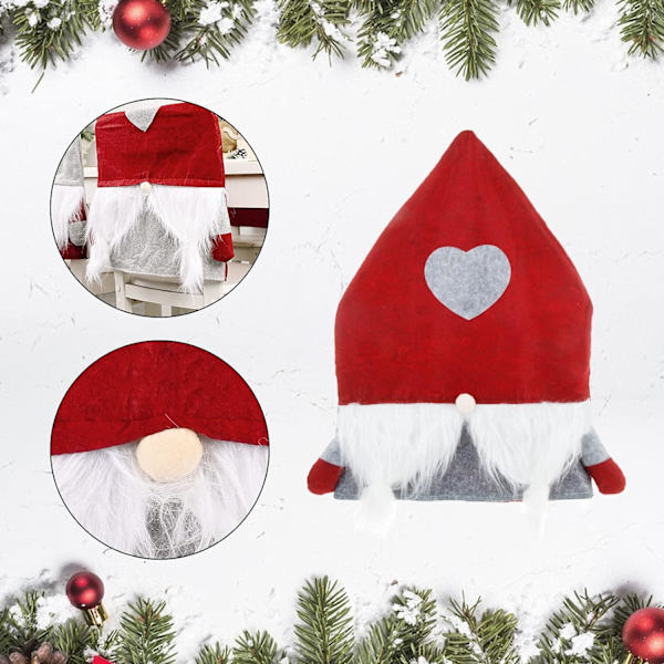 2 Jultomte Grå Röd Julklappsskydd Dekorativt Stolskydd