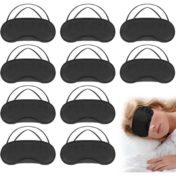 (Black) 10 Pcs Sleep Mask, Lightweight Breathable Night Mask Sle