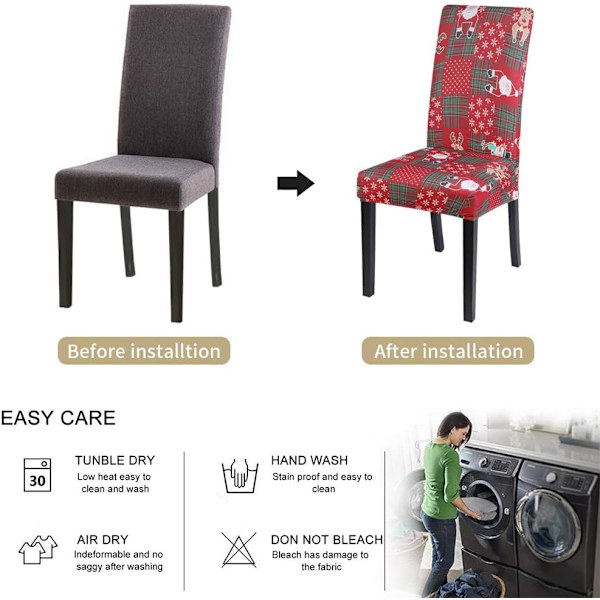Stolöverdrag med Julmönster, 2-pack, Universal Stretch för Matrum