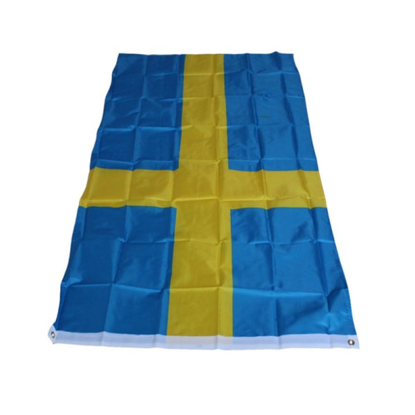 #Sveriges Flag - 150x90 cm - Svensk Flag 100% polyester med integrerede metaløjer#