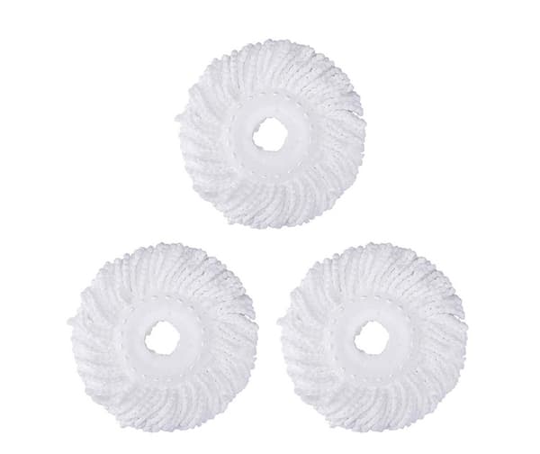 3 stk Hvite Spin Mop Hodeerstatninger, Mikrofiber Mop Bomullshode,