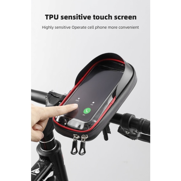 (svart) Vanntett reflekterende sykkeltelefonholder, sykkelrammehånd