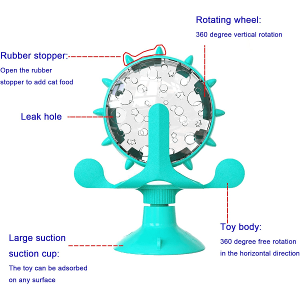 *Sjælden perle kattelegetøj, vindmølle lækkende madlegetøj, indendørs kattelegetøj med sugekopper farve*