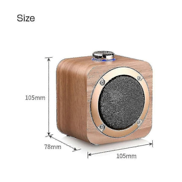 Kannettava Bluetooth-kaiutin langaton basso subwoofer puinen kaiutin musiikkisoitin (pähkinäpuu)