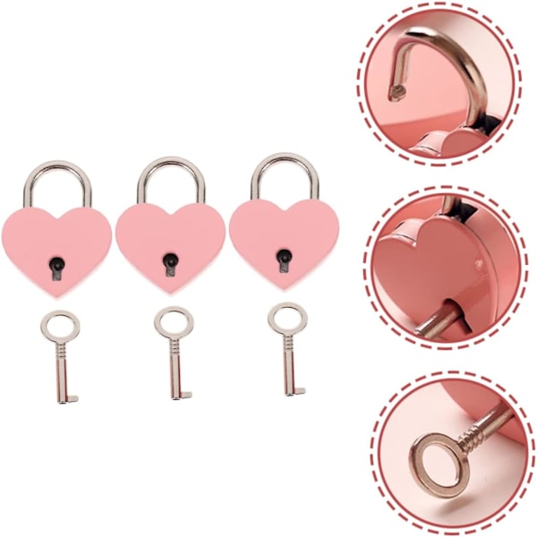 3 Sæt Elskesslå - Pink, Mini Hjerteformet Elskesslå, Zi
