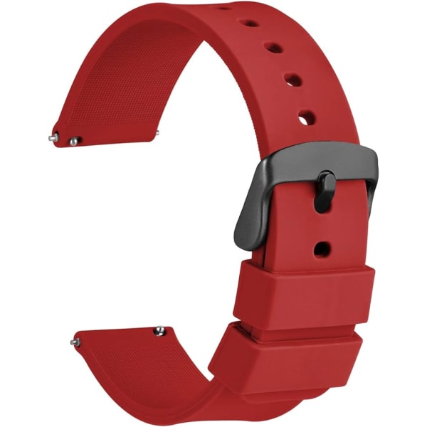 Silicone Watch Straps with Red Buckle, Quick Release Replacement