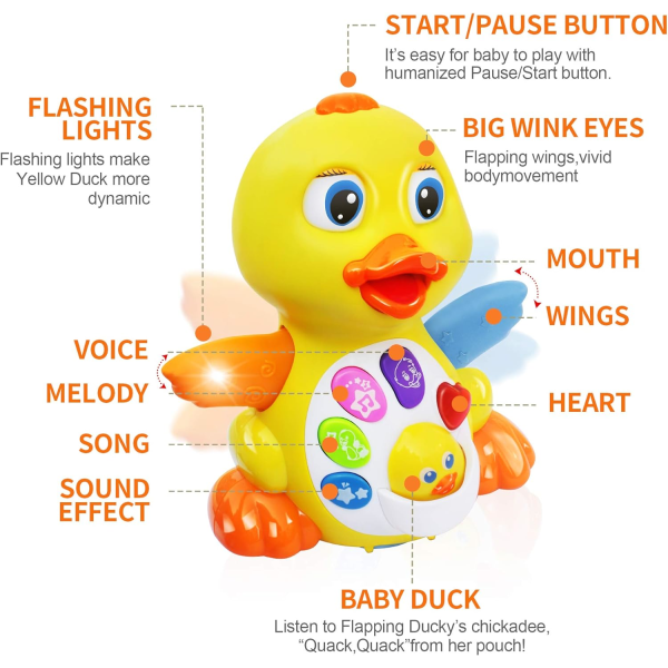 Baby Musical Toys 6/9/12 månader+, Baby Duck Musical Toy, Interac