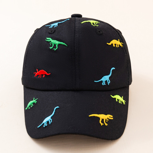 Svart solhatt for barn - Dinosaur Baseball Cap - Sommerjusterbar