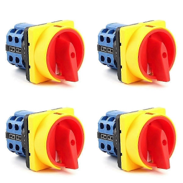 4X 20A OFF-ON 4 Pole Afbryder Isolator Kontakter LW26GS CA10 48X48mm Hængelås Rotary Cam Switch